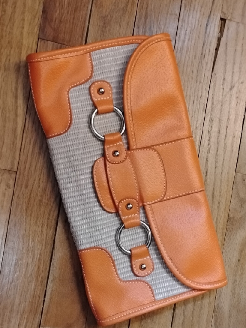 Merona Collection Leather And Weave Design With Silver Hardware.